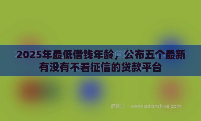 2025年最低借钱年龄，公布五个最新有没有不看征信的贷款平台