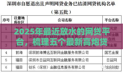 2025年最近放水的网贷平台，梳理五个最新高炮贷款平台