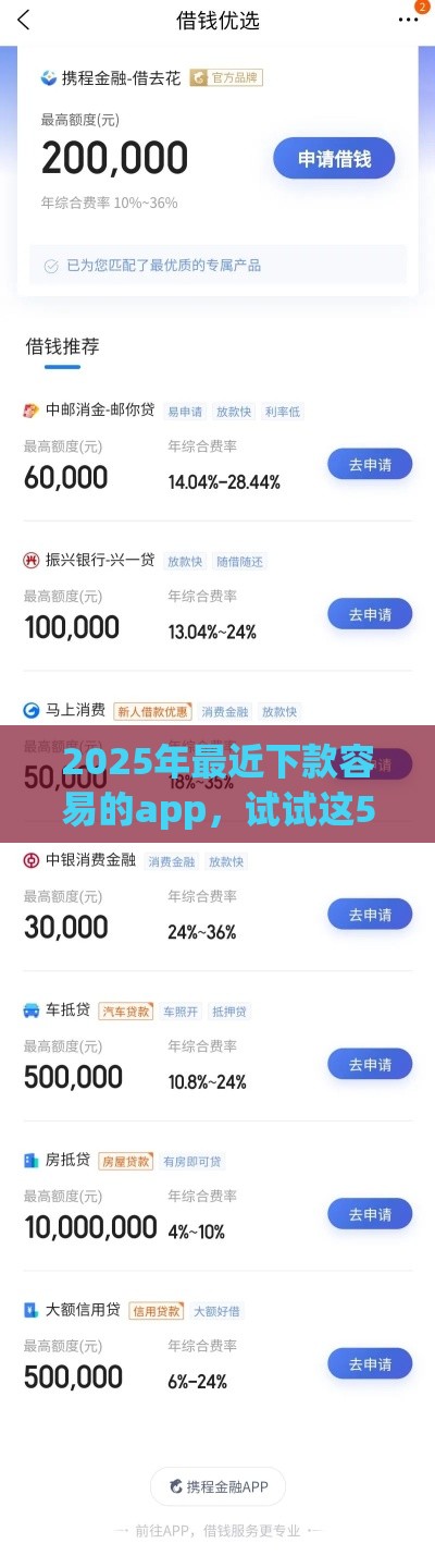 2025年最近下款容易的app，试试这5个最新借贷款平台