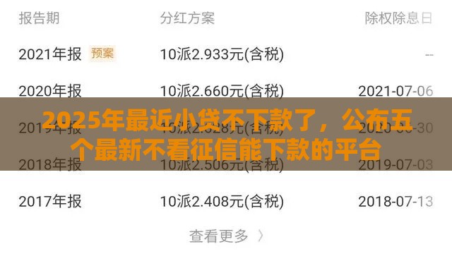 2025年最近小贷不下款了，公布五个最新不看征信能下款的平台