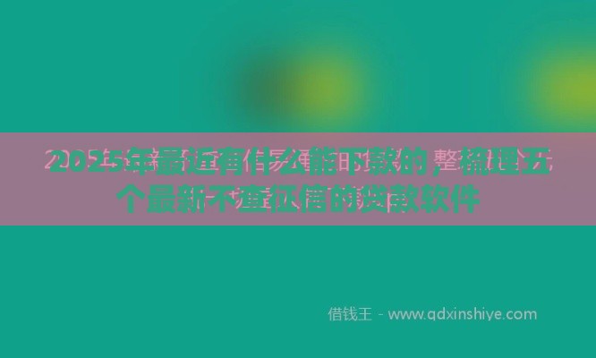 2025年最近有什么能下款的，梳理五个最新不查征信的贷款软件