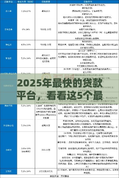 2025年最快的贷款平台，看看这5个最新高额度贷款平台