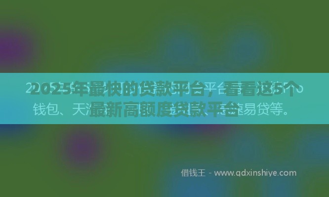 2025年最快的贷款平台，看看这5个最新高额度贷款平台