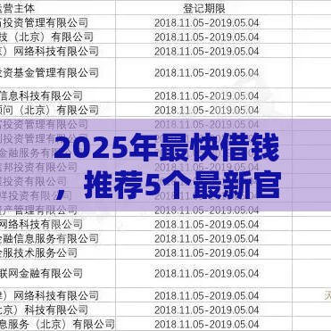 2025年最快借钱，推荐5个最新官方网贷平台好
