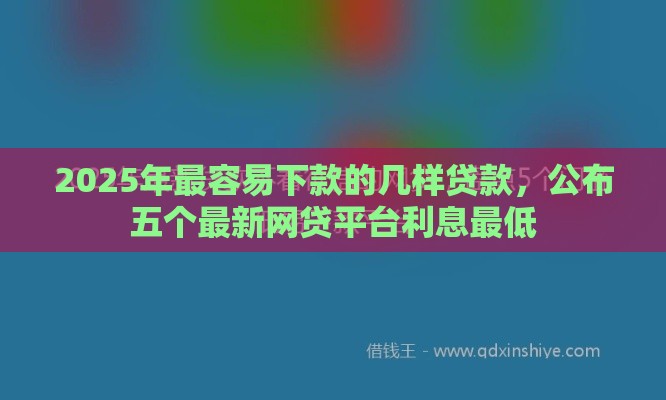 2025年最容易下款的几样贷款，公布五个最新网贷平台利息最低