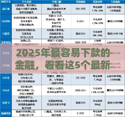 2025年最容易下款的金融，看看这5个最新网贷可靠的平台