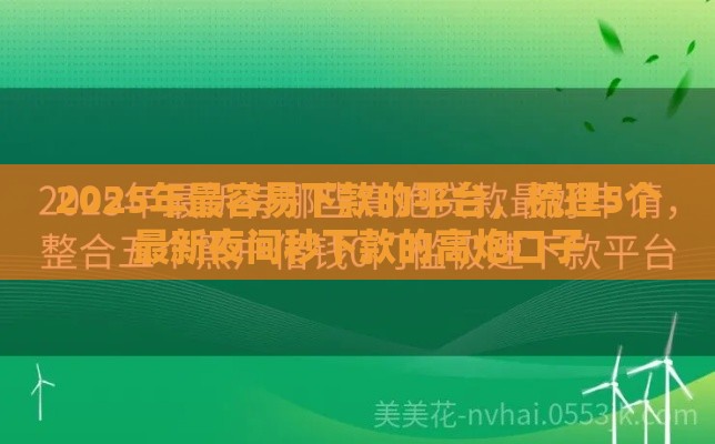 2025年最容易下款的平台，梳理5个最新夜间秒下款的高炮口子