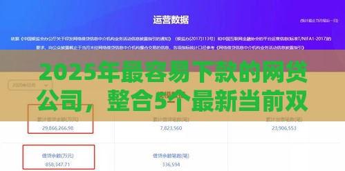 2025年最容易下款的网贷公司，整合5个最新当前双黑逾期严重能下款的平台