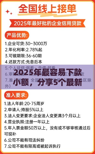 2025年最容易下款小额，分享5个最新贷款咨询平台