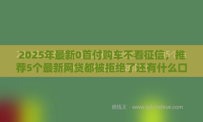 2025年最新0首付购车不看征信，推荐5个最新网贷都被拒绝了还有什么口子