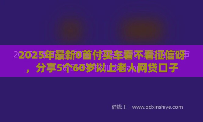 2025年最新0首付买车看不看征信呀，分享5个60岁以上老人网贷口子
