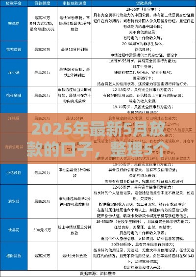 2025年最新5月放款的口子，整理5个信誉好的网贷平台