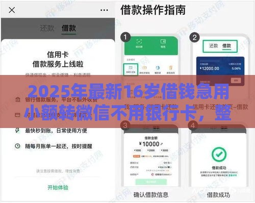 2025年最新16岁借钱急用小额转微信不用银行卡，整合五个信用不好哪几个平台可以借钱