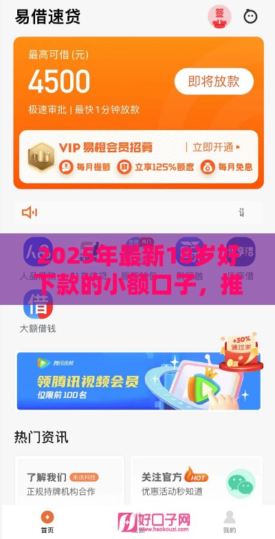 2025年最新18岁好下款的小额口子，推荐5个贷款平台网