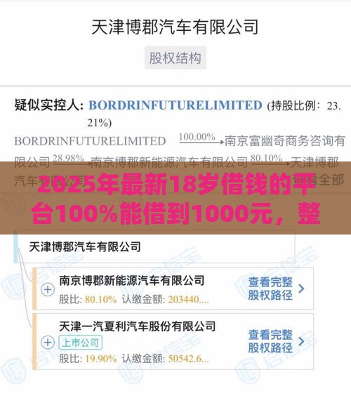 2025年最新18岁借钱的平台100%能借到1000元，整合5个贷款平台容易通过的