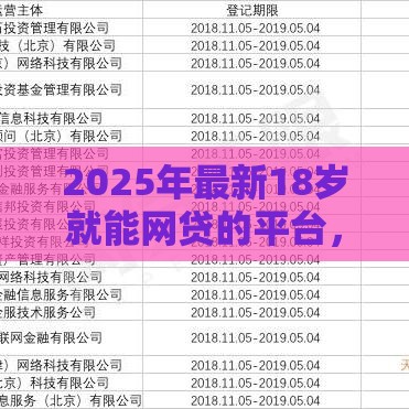2025年最新18岁就能网贷的平台，整合五个利息低的借钱平台