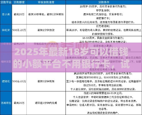 2025年最新18岁可以借钱的小额平台不用银行卡，试试这5个2025年高炮口子秒下款