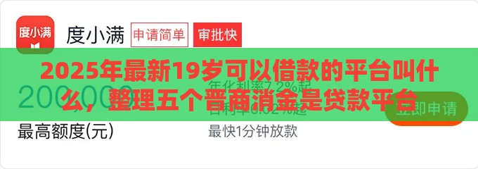 2025年最新19岁可以借款的平台叫什么，整理五个晋商消金是贷款平台