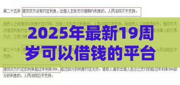 2025年最新19周岁可以借钱的平台，整合五个分期36期的贷款平台