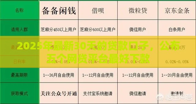 2025年最新30天的贷款口子，公布五个网贷平台最好下款
