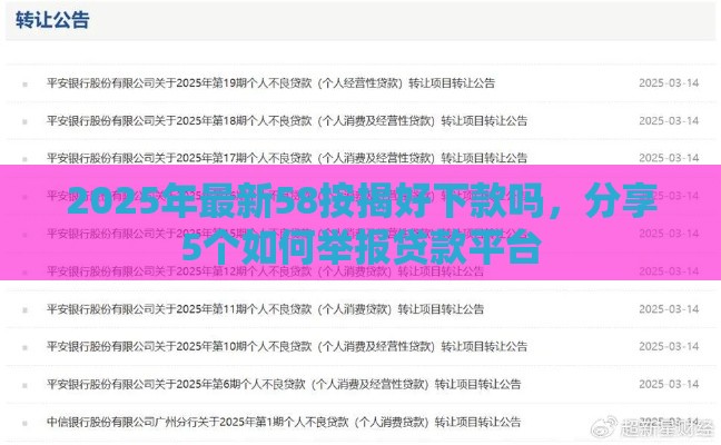 2025年最新58按揭好下款吗，分享5个如何举报贷款平台