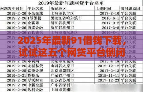 2025年最新91借钱下载，试试这五个网贷平台倒闭名单