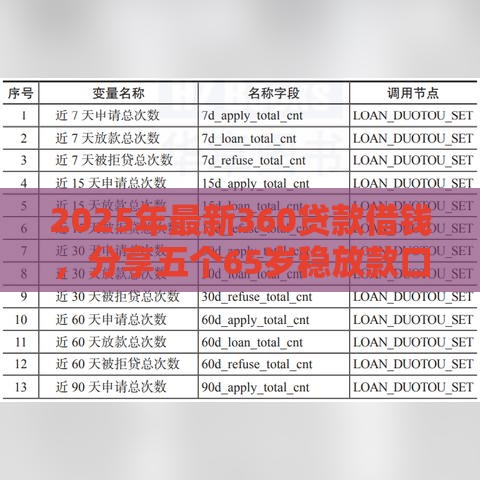 2025年最新360贷款借钱，分享五个65岁稳放款口子的年龄要求