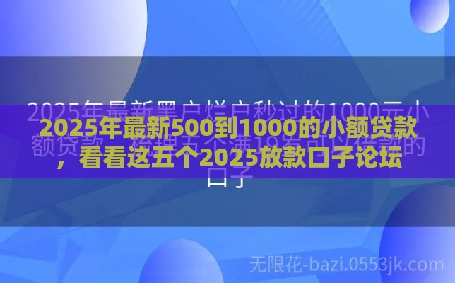 2025年最新500到1000的小额贷款，看看这五个2025放款口子论坛