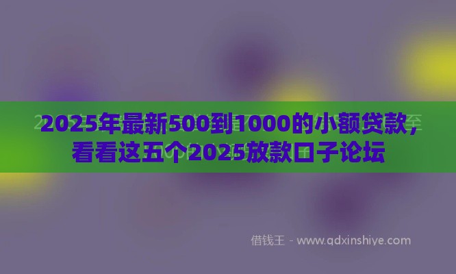 2025年最新500到1000的小额贷款，看看这五个2025放款口子论坛