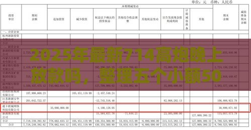 2025年最新714高炮晚上放款吗，整理五个小额5000贷款平台