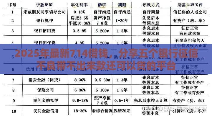 2025年最新714借钱，分享五个银行征信不良带不出来款还可以贷的平台