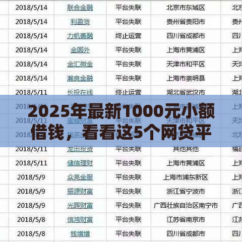 2025年最新1000元小额借钱，看看这5个网贷平台黑名单