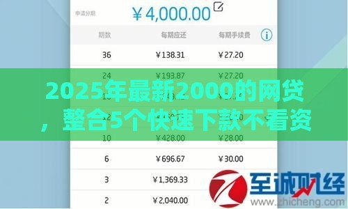 2025年最新2000的网贷，整合5个快速下款不看资质的贷款平台平台