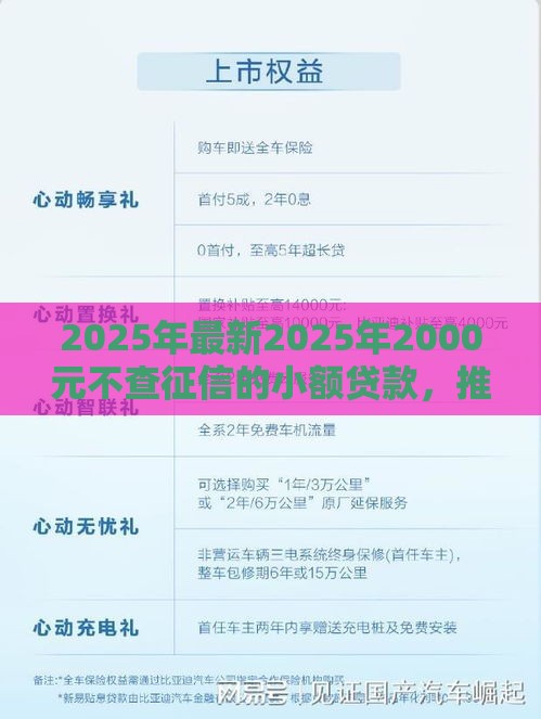 2025年最新2025年2000元不查征信的小额贷款，推荐5个秒你贷同款平台