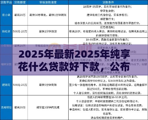 2025年最新2025年纯享花什么贷款好下款，公布5个十八岁可以贷款的平台