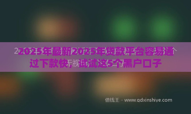 2025年最新2025年贷款平台容易通过下款快，试试这5个黑户口子