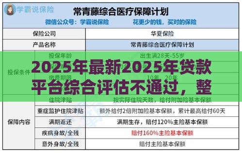 2025年最新2025年贷款平台综合评估不通过，整合5个正规官方贷款平台
