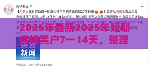 2025年最新2025年短期借钱黑户7一14天，整理五个好口子网贷