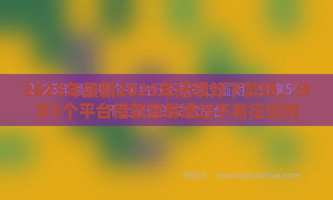 2025年最新2025年还呗好下款吗，分享5个平台借款容易通过不看征信的