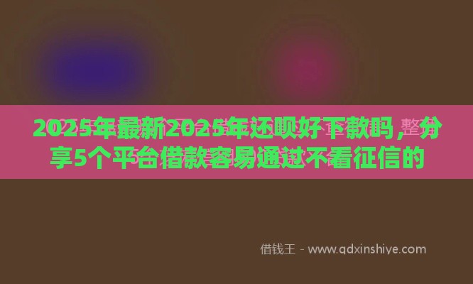 2025年最新2025年还呗好下款吗，分享5个平台借款容易通过不看征信的