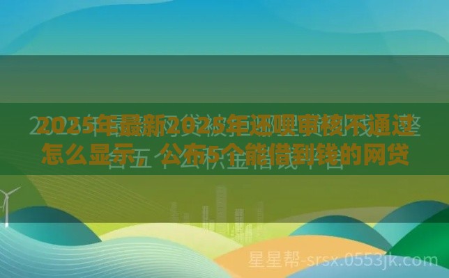 2025年最新2025年还呗审核不通过怎么显示，公布5个能借到钱的网贷平台