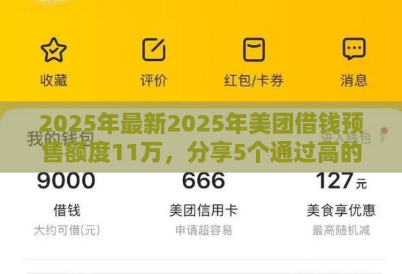 2025年最新2025年美团借钱预售额度11万，分享5个通过高的借款平台