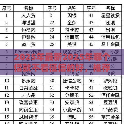 2025年最新2025年哪个借款不看征信的好，推荐五个网贷代理平台
