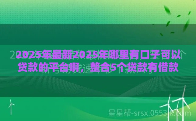 2025年最新2025年哪里有口子可以贷款的平台啊，整合5个贷款有借款平台