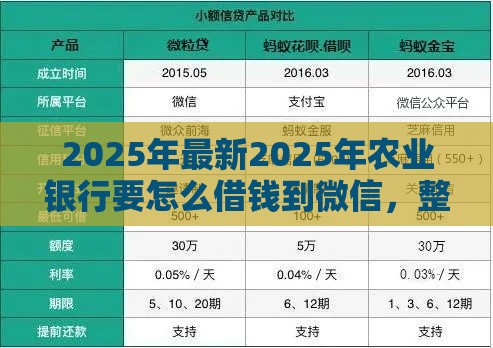2025年最新2025年农业银行要怎么借钱到微信，整合五个类似花薪的30天借款平台