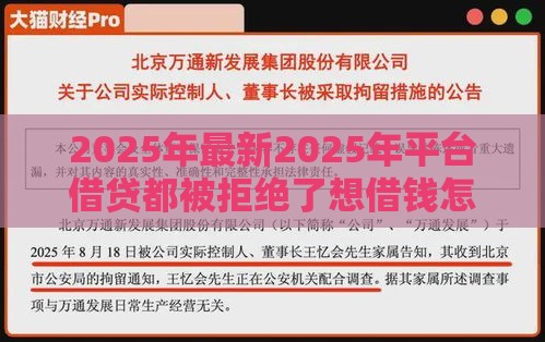 2025年最新2025年平台借贷都被拒绝了想借钱怎么办，分享五个黑户能下款的借款平台