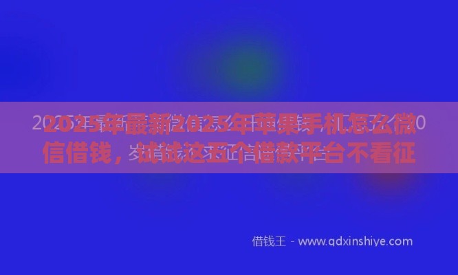 2025年最新2025年苹果手机怎么微信借钱，试试这五个借款平台不看征信负债