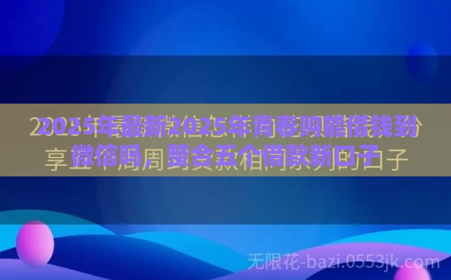 2025年最新2025年青春购能借钱到微信吗，整合五个借款新口子