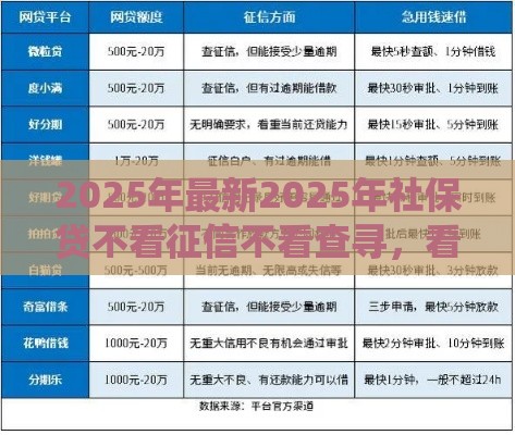 2025年最新2025年社保贷不看征信不看查寻，看看这五个网贷平台查询系统