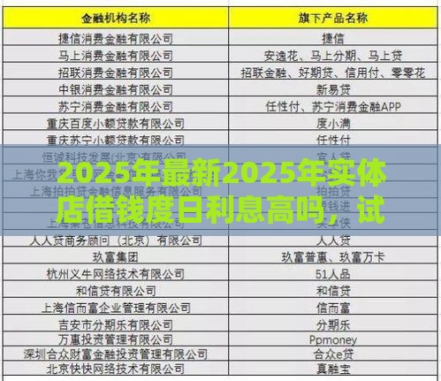 2025年最新2025年实体店借钱度日利息高吗，试试这5个征信不好借钱的平台100%能借到